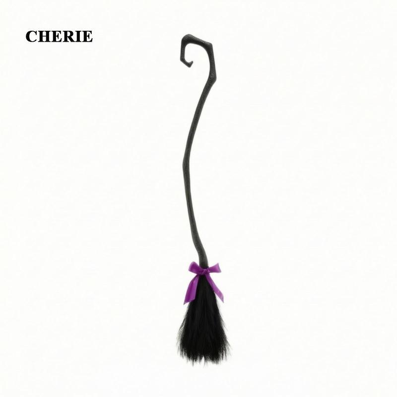 [Chery] ไม้กวาดแม่มดพร้อมริบบิ้นสีม่วงไม้กวาดแม่มดเหมือนจริงพร้อมริบบิ้น Spooky Creepy สําหรับผู้ใหญ่ ปาร์ตี้เครื่องแต่งกาย เซสชันภาพ