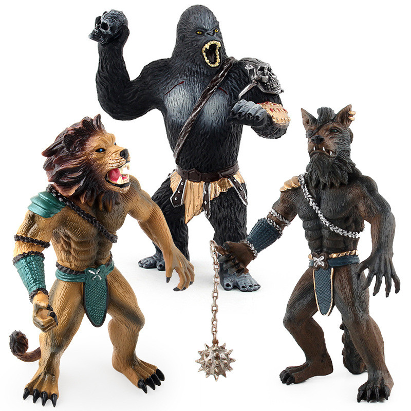 จําลอง Wildlife Solid Werewolf Lion King Kong Warrior สัตว์รูปเครื่องประดับของเล่น 2026.7.19z0901a1