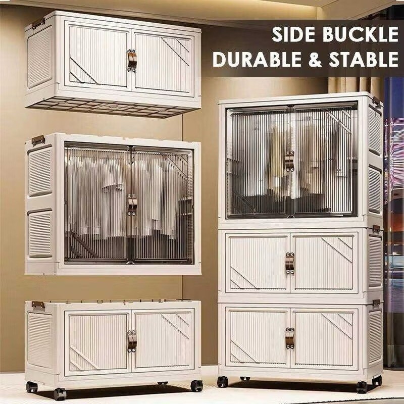 Large-Capacity Foldable Wardrobe Stackable Wardrobe Cabinet With Wheels Clothes Hanging Organizer Ca