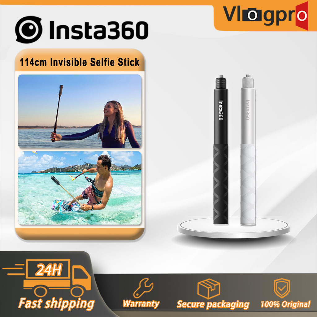 Insta360 114 ซม.ไม้เซลฟี่ที่มองไม่เห็น (สีดํา/สีขาว) สําหรับ Insta360 X6/GO Ultra/X5/Ace Pro 2/X4/GO