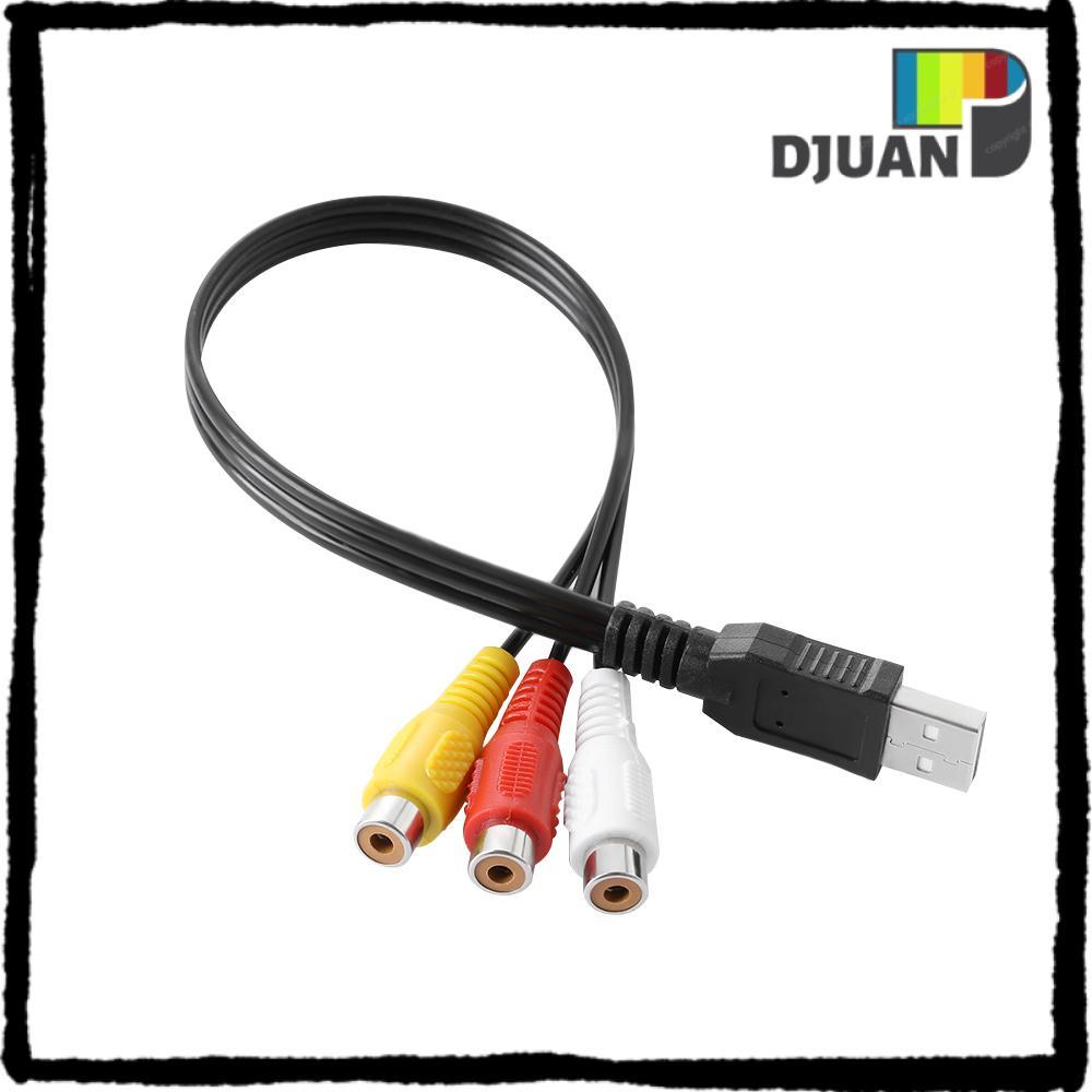 DUOJUAN USB Male To 3-RCA Female 30cm USB 2.0 HDTV TV AV Cord