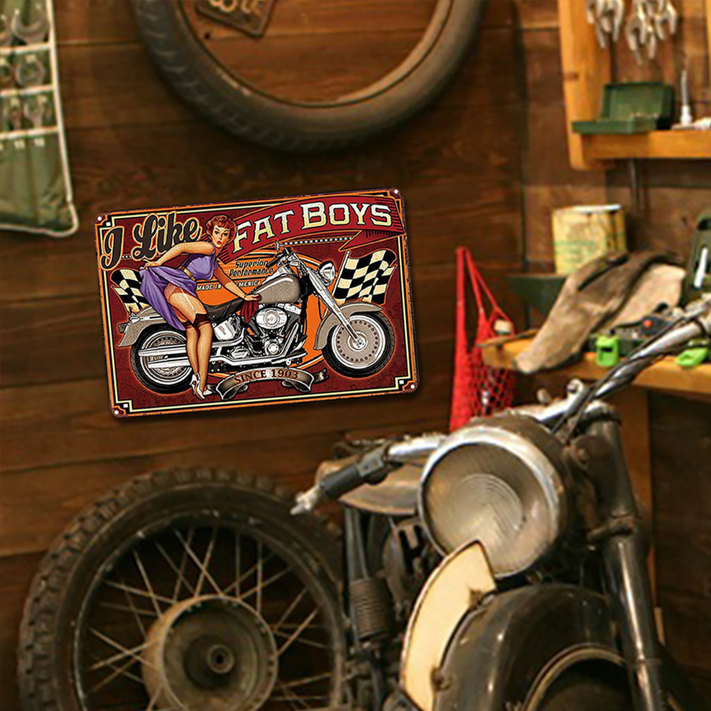 Retro มอเตอร์ไซด์สาว Vintage โลหะป้ายดีบุกโลหะป้ายดีบุก Wall Art Decor สําหรับ Home Bar ผับ Cafe ฟาร