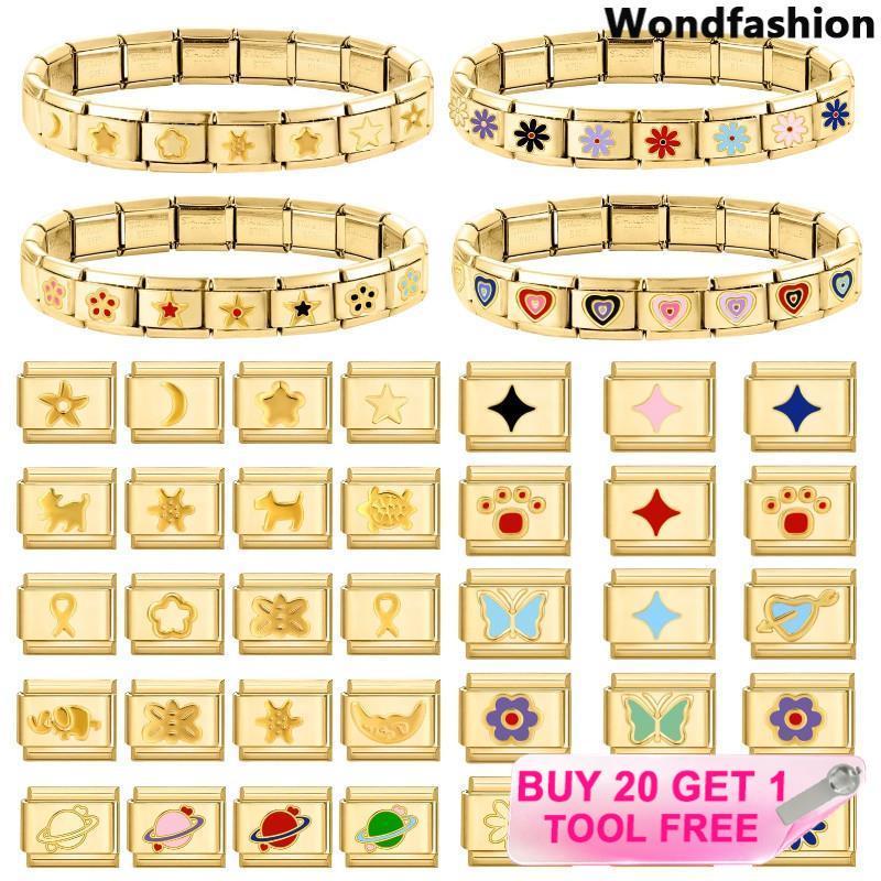 สร้อยข้อมือสแตนเลส[charm]ม้าผีเสื้อ Italian fit 9 มม., อุปกรณ์เสริมทำเองสไตล์เรโทร