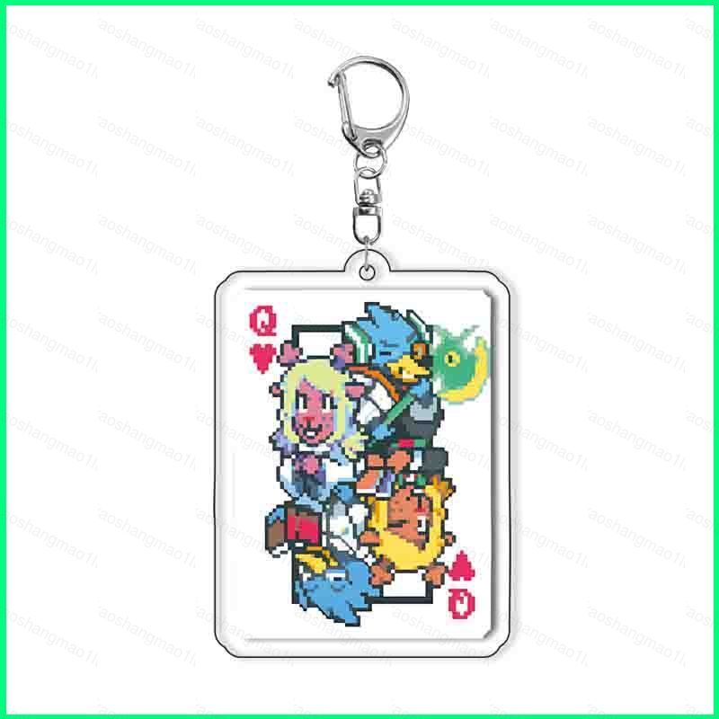 Deltarune Spamton Queen King Jevil Pixel Art Poker Card อะคริลิคพวงกุญแจเกมจี้