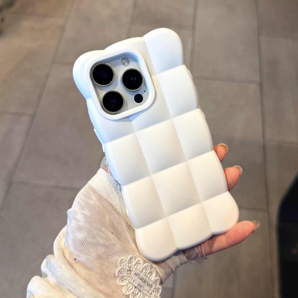สีทึบ 3D รูปแบบเมฆซิลิโคนอ่อนนุ่มเคสโทรศัพท์สําหรับ iPhone 17Promax 17Pro 13 14 15 16 Pro Max 18Promax กันกระแทกผู้หญิงผู้ชายปลอกมือถือ