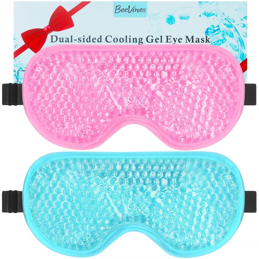 BeeVines Gel Eye Mask, หน้ากากน้ําแข็งเย็นสําหรับตาบวม (2 แพ็ค) O2J0