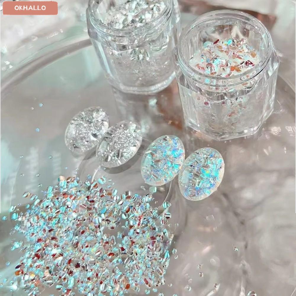 OKHALLO Flash Nail Art, Nail Art DIY Glitter Nail Art Sequins, Blinking Sequins Nail Art Charms