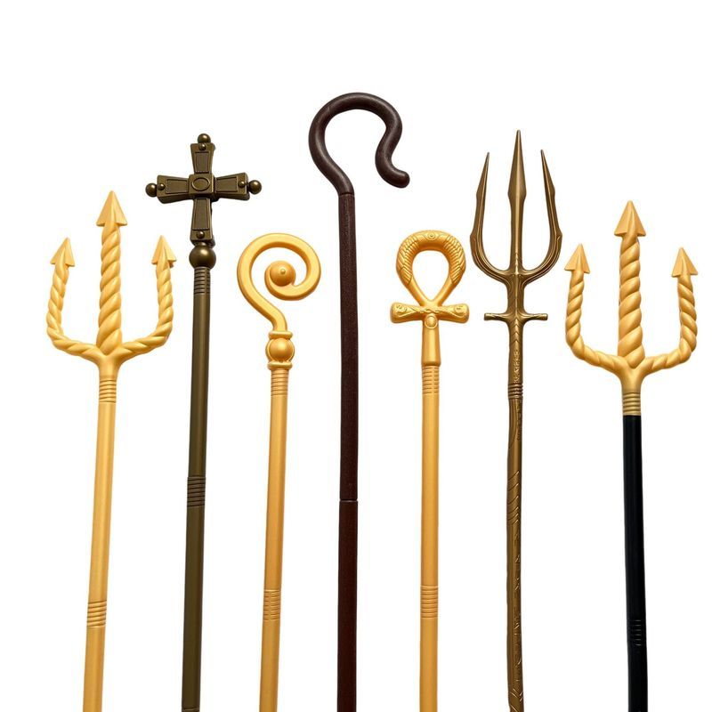 อาวุธฮาโลวีน Death Props Golden Aquaman ส้อม Trident Cross Pharaoh Scepter0908226