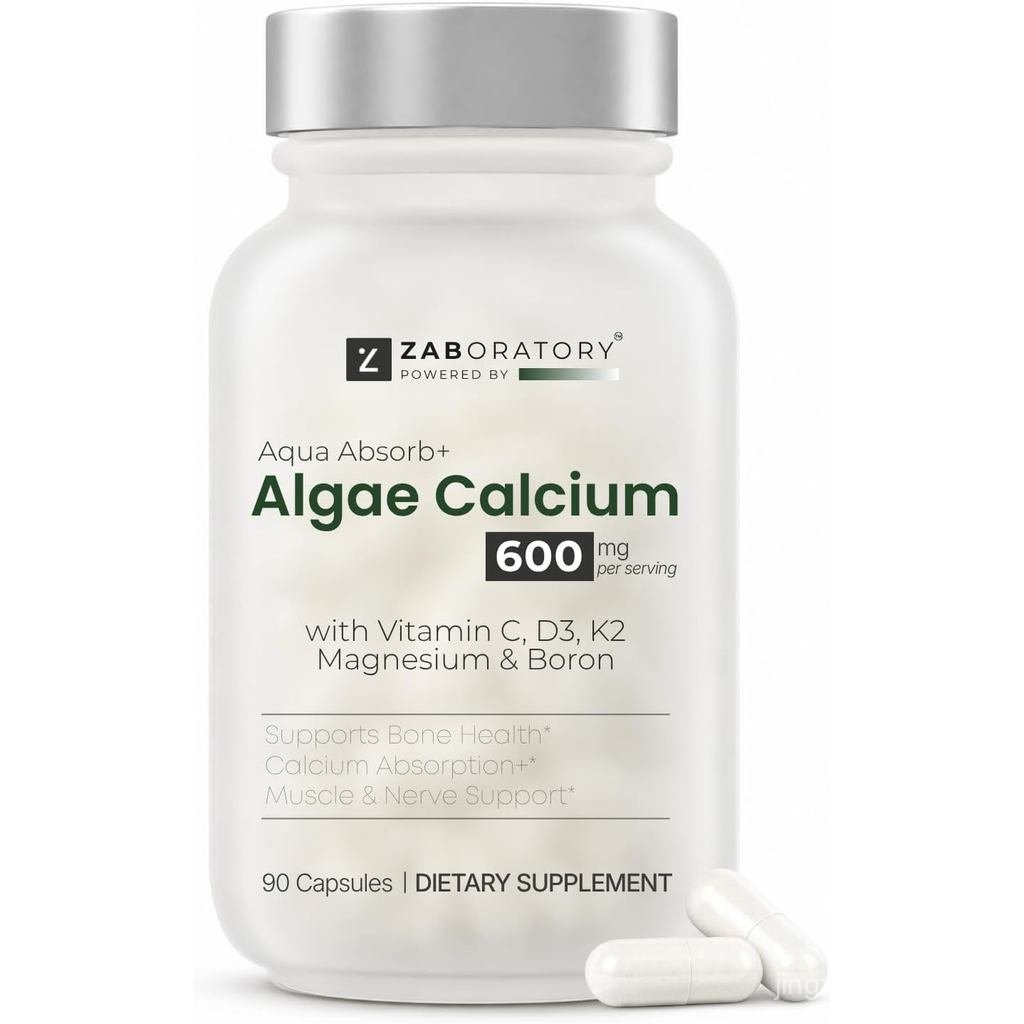 ZAB Algae Calcium 90 แคปซูล 45Day ply | พืชที่อยู่กับ D3 & K2 MK7 Magnesium Calcium Complex สําหรับพ