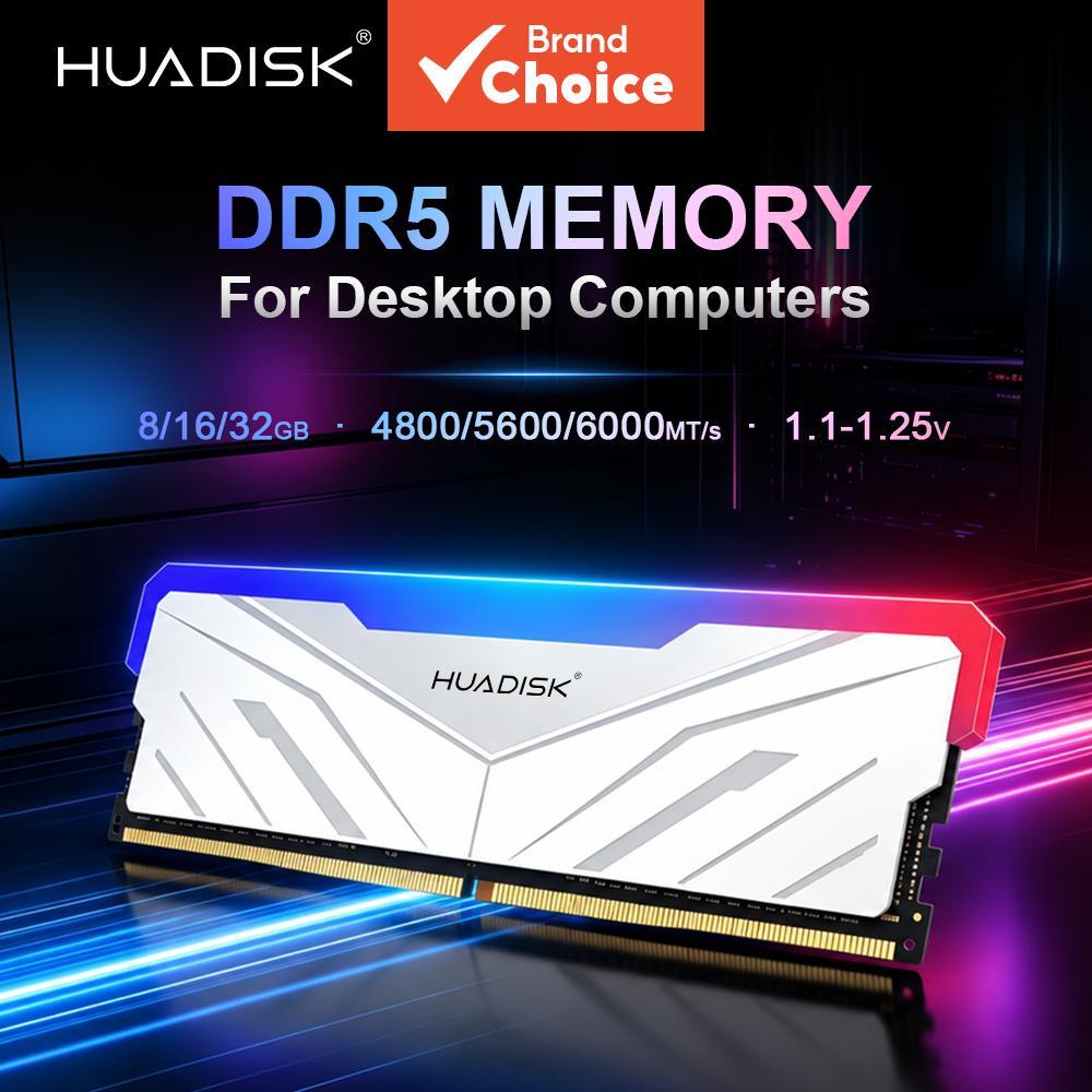 HUADISK แรม DDR5 RGB 4800MHz 5600MHz 6000MHz สําหรับเดสก์ท็อป ประสิทธิภาพสูง Dimm สําหรับคอมพิวเตอร์