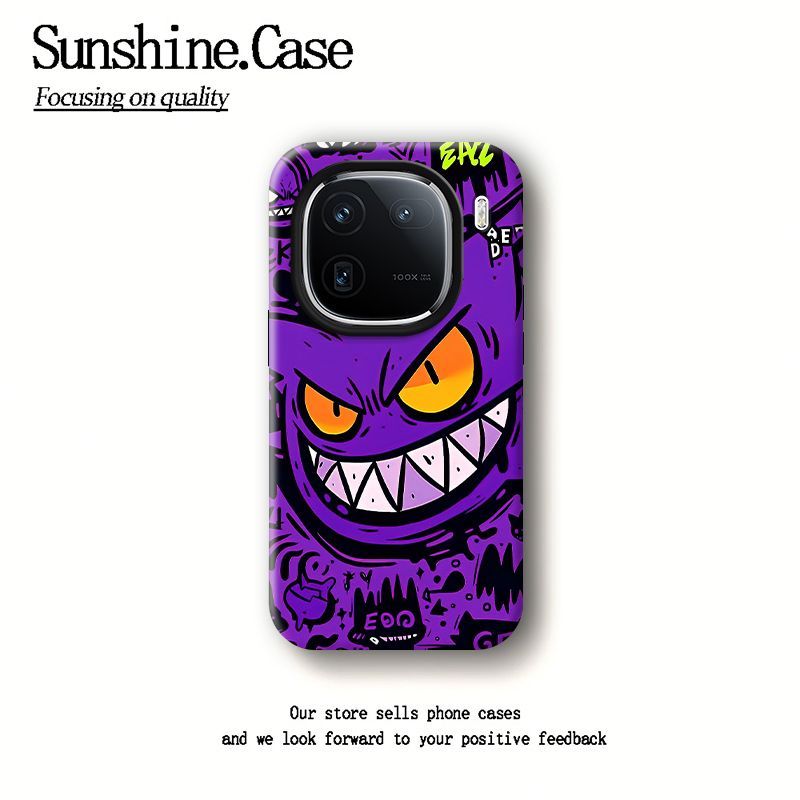 การ์ตูนการ์ตูน Gengar เหมาะสําหรับ iQOO13 เคสโทรศัพท์ Frosted 11/12Pro ฟิล์ม iQOO9Turbo สไตล์ใหม่ iQ