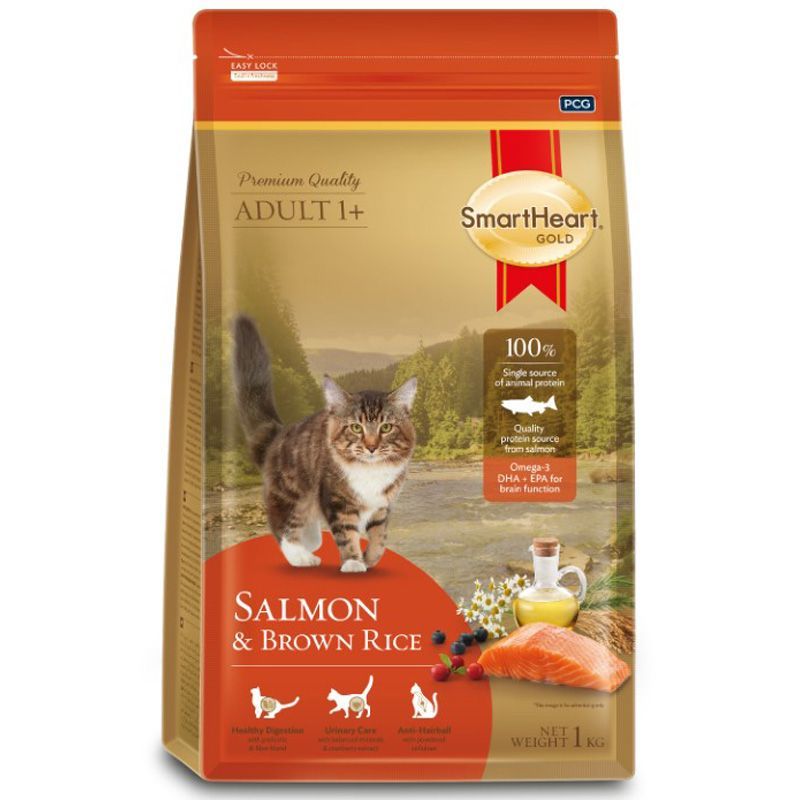 สมาร์ทฮาร์ทโกลด์แมวแซลมอนและบราวน์ไรซ์ 1กก. SmartHeart Gold Cat Salmon and Brown Rice 1kg.