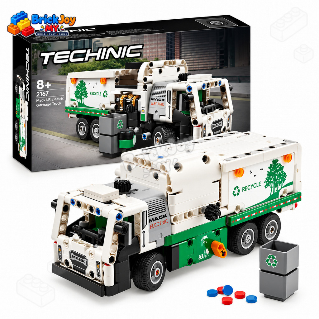 42167 Mack LR รถบรรทุกขยะไฟฟ้า Building Blocks ชุด Technic Vehicle รุ่นของเล่นของขวัญสะสมสําหรับเด็ก