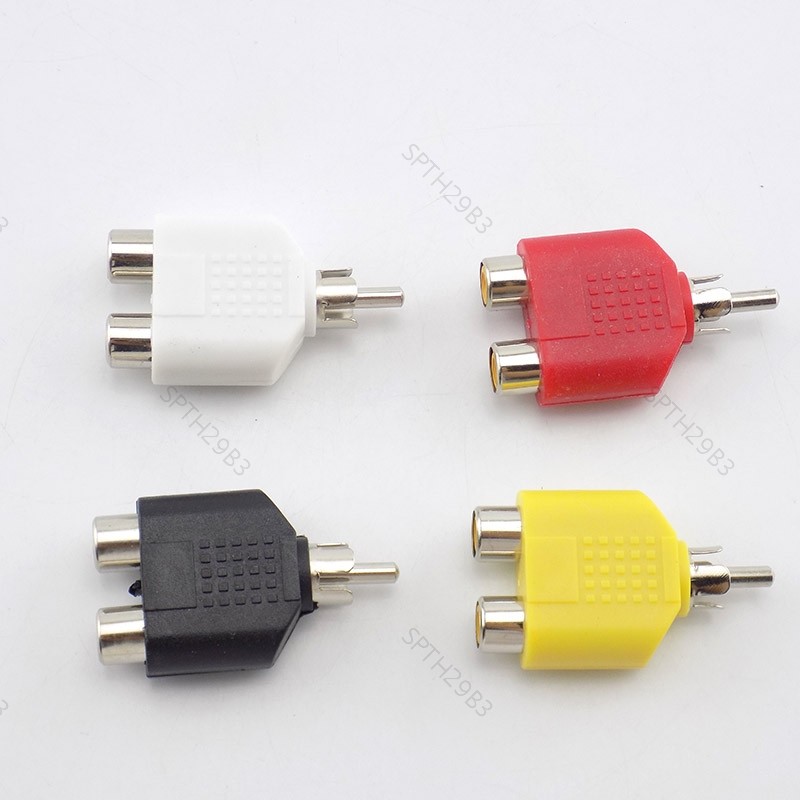 ขั้วต่อ RCA Y Splitter AV Audio Video Plug Converter 1 ชาย 2 หญิงอะแดปเตอร์แจ็ค RCA ปลั๊กคู่ TH29B3