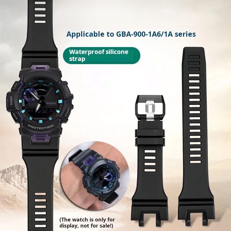 สีดําผู้ชายกีฬาสร้อยข้อมือสําหรับ Casio GBA-900-1/4A/7/900RD/900SM เรซิ่นซิลิโคนสายนาฬิกา GBA 900 ยา