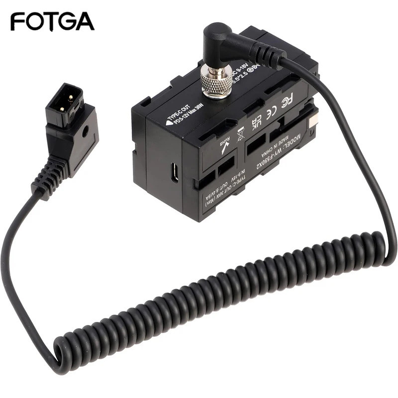 FOTGA Dual-Side NP-F Dummy อะแดปเตอร์ NP-F550/F750/F970 สําหรับกล้องเครื่องส่งสัญญาณไร้สาย D-tap ถึง