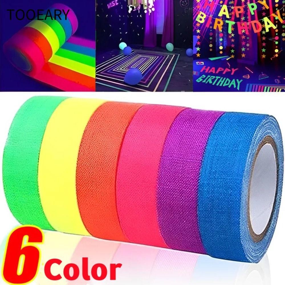 TAINAKARITSU UV Reactive Tape, 6 สี Self-Adhesive Neon Gaffer เทปผ้า,ตกแต่งไม่สะท้อนแสงเรืองแสงในที่
