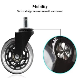 CHORDZY 5PCS เก้าอี้สํานักงานล้อ, Mute หมุน 2.5 นิ้ว/ 3 นิ้วยางล้อ, Universal เฟอร์นิเจอร์ฮาร์ดแวร์ PU ล้อเปลี่ยนหมุนได้เก้าอี้โฮมออฟฟิศ