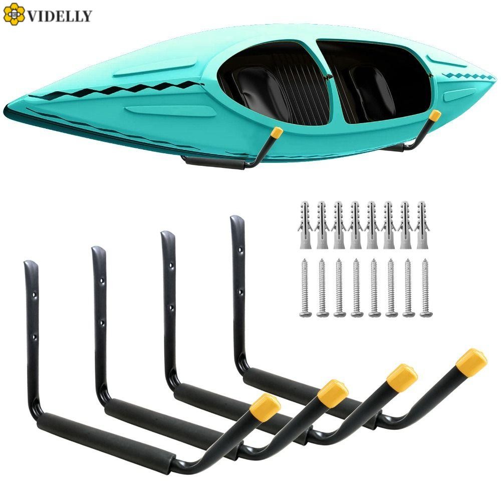 VIDELLY Kayak Hanger,แบบพกพาHeavy Duty Kayak Rack,กระดานโต้คลื่นอเนกประสงค์สีดําวงเล็บโรงรถKayak Sto