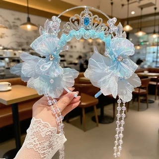 เครื่องประดับผมมงกุฎพู่ประดับลูกปัด มงกุฎ สวมใส่สบาย ของขวัญสุดน่ารักสำหรับเด็กเล็ก