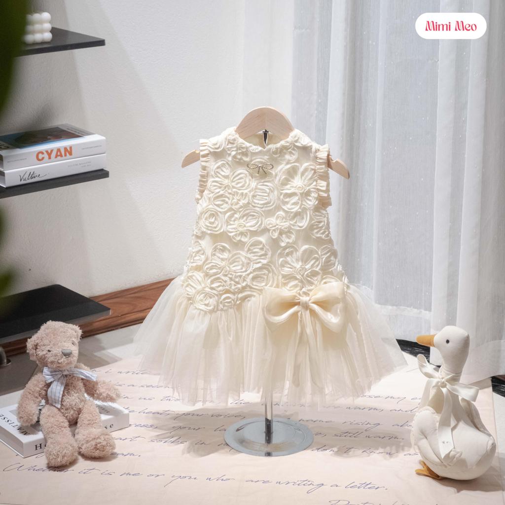 Mimi Meo High-end Designer ชุดสําหรับสาวดอกไม้ตาข่าย Flared Flare สําหรับงานแต่งงานและวันเกิดขนาด 9-34 กก. TD347