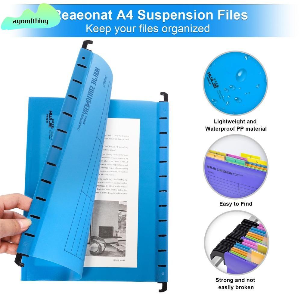 AGOODTHING A4 Quick Labor Folder, PVC พร้อมตะขอ A4 Suspension Files, สีสุ่ม A4 Suspended Type แขวนโฟลเดอร์แฟ้ม Home Organization
