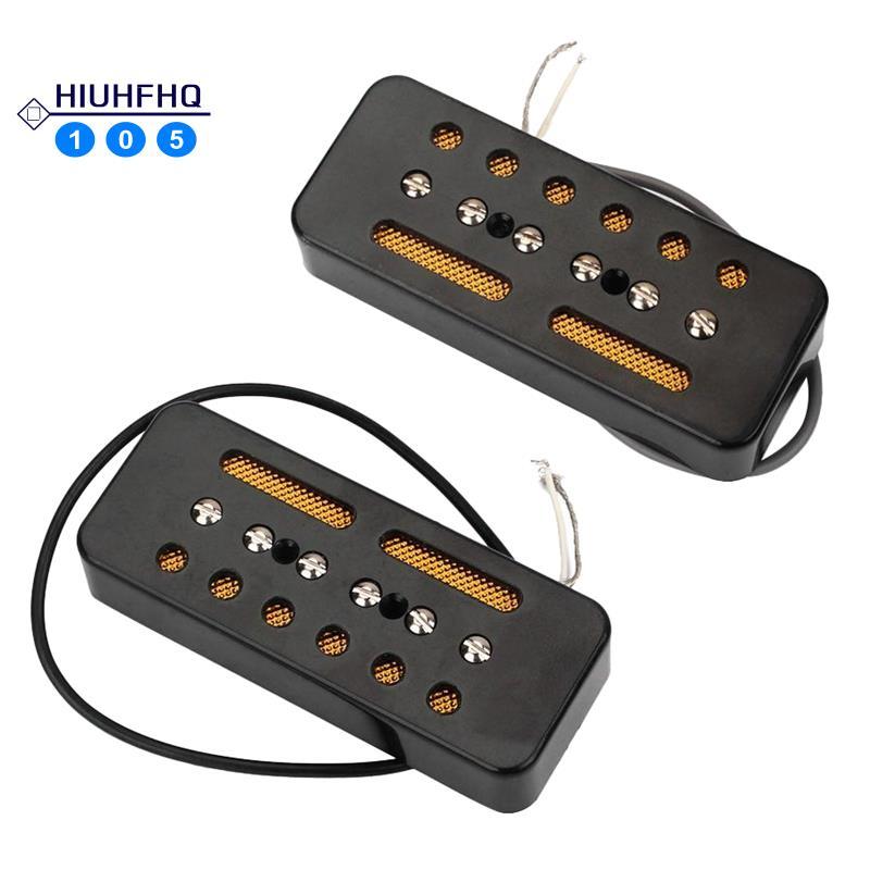 Hiuhfhq106A คู่สีดํา Single Coil Soap Bar รถกระบะสําหรับ P-90 P90 กีตาร์ไฟฟ้า 50 มม./52 มม.พื้นที่รู
