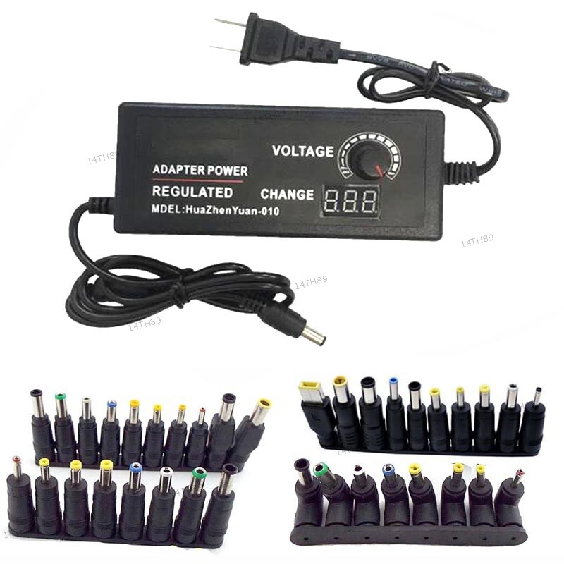 แหล่งจ่ายไฟแบบปรับได้ AC to DC 3V 24V 9W 72W ปลั๊กอะแดปเตอร์สากล EU US 8 เคล็ดลับตัวเชื่อมต่อ 14TH89