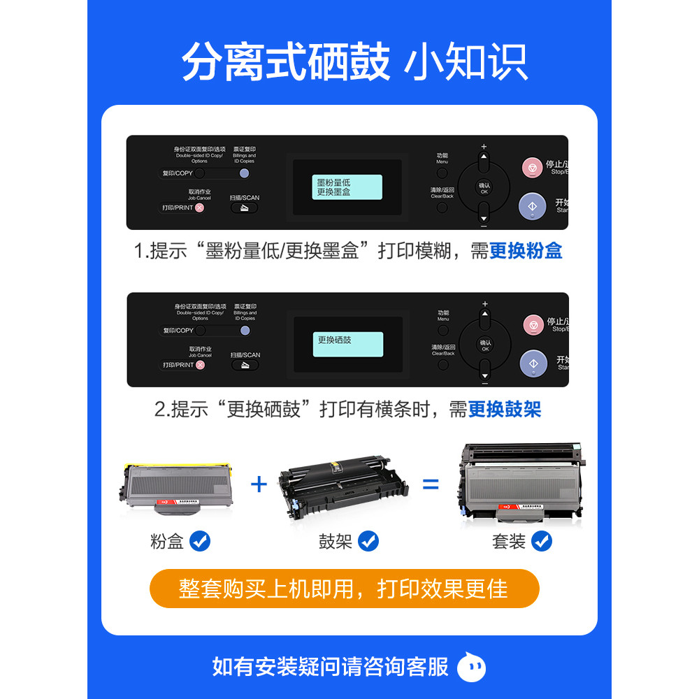 ตารางสีเหมาะสําหรับ Brothers MFC7340 Selenium Drum HL2140 กล่องแป้ง TN2115 dcp7030 7040 7450 2150 Le