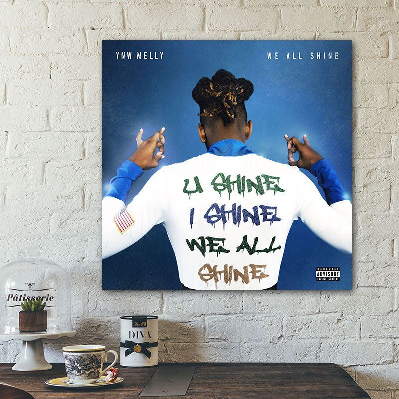 YNW Mely โปสเตอร์อัลบั้ม Rap Hip Hop นักร้องนักดนตรีอุปกรณ์ต่อพ่วงภาพวาดตกแต่งสติ๊กเกอร์ติดผนัง