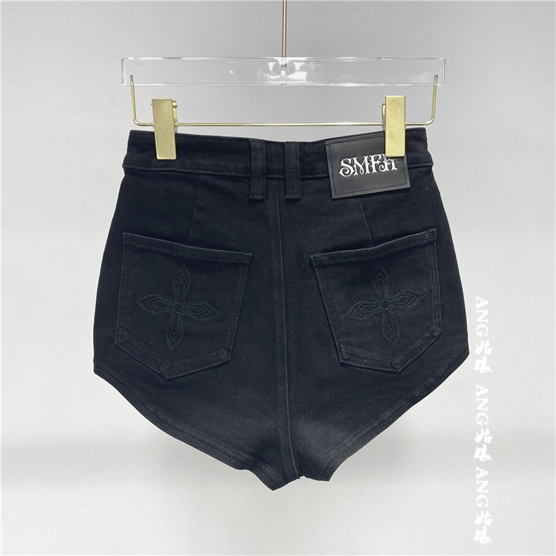 SMFK เต้นรํากลุ่มกางเกงขาสั้นผ้ายีนส์สีดําคลาสสิกอัลตร้าสั้นเอวสูงยืดสาวร้อนกางเกงร้อนผู้หญิงสีดํา20