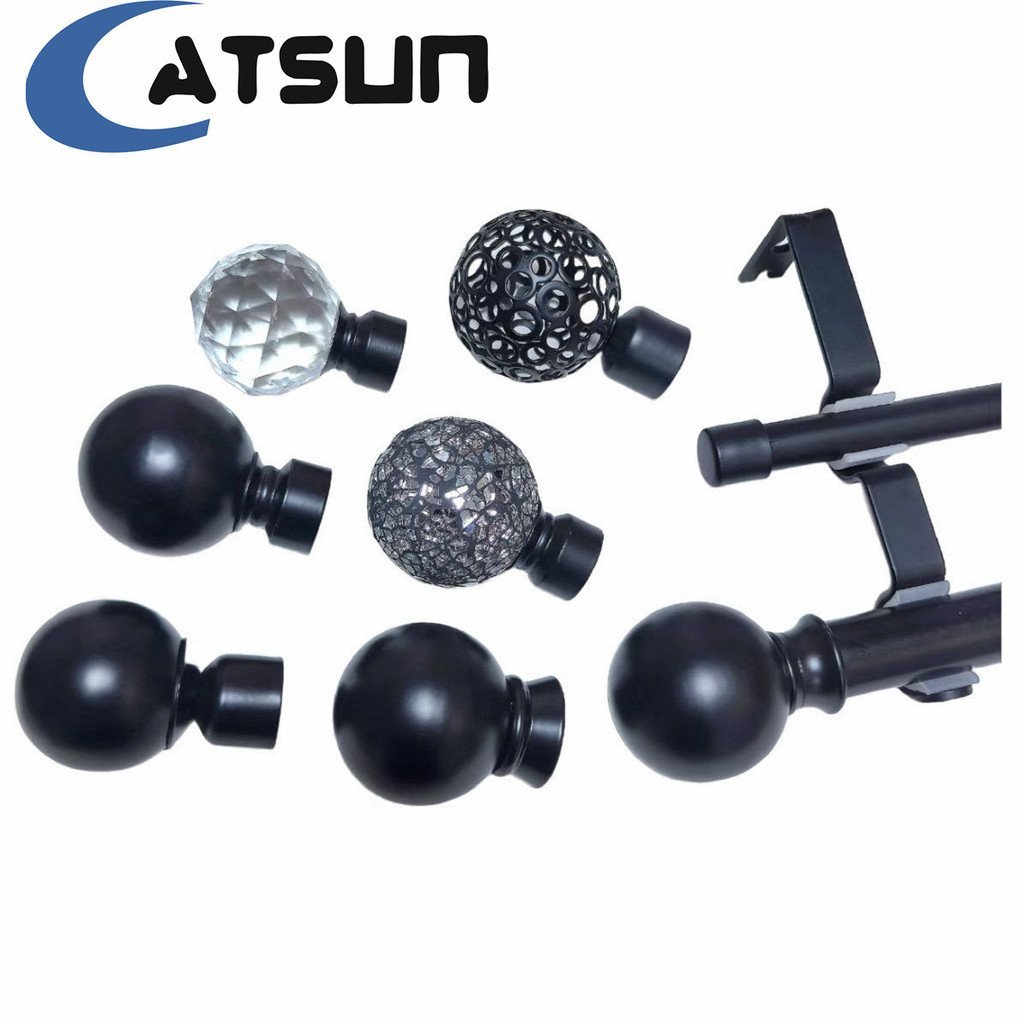 สีดําสีขาวทองผู้จัดจําหน่ายผ้าม่าน Rod Retractable Ball Cap Double Track เกลียวโรมัน Rod Double Rod 