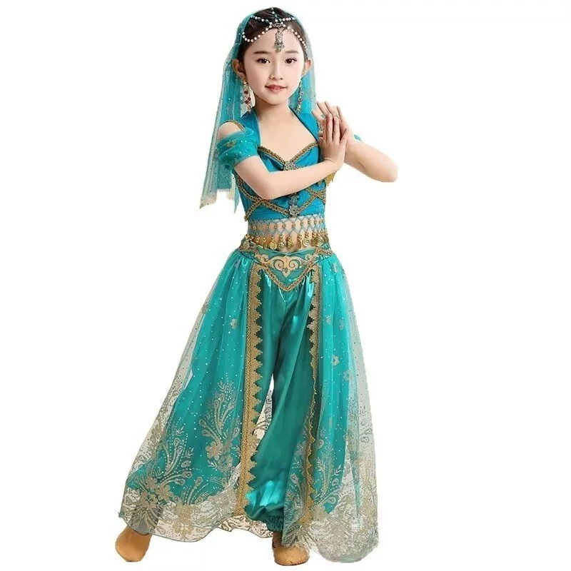 Lehenga เด็กเครื่องแต่งกายอินเดียเด็ก devavali เสื้อผ้าเด็กจัสมินเจ้าหญิงชาติพันธุ์เครื่องแต่งกายสาวอินเดียเต้นรําประสิทธิภาพชุดแบบดั้งเดิมเต้นรําเสื้อผ้า thumbnail 7