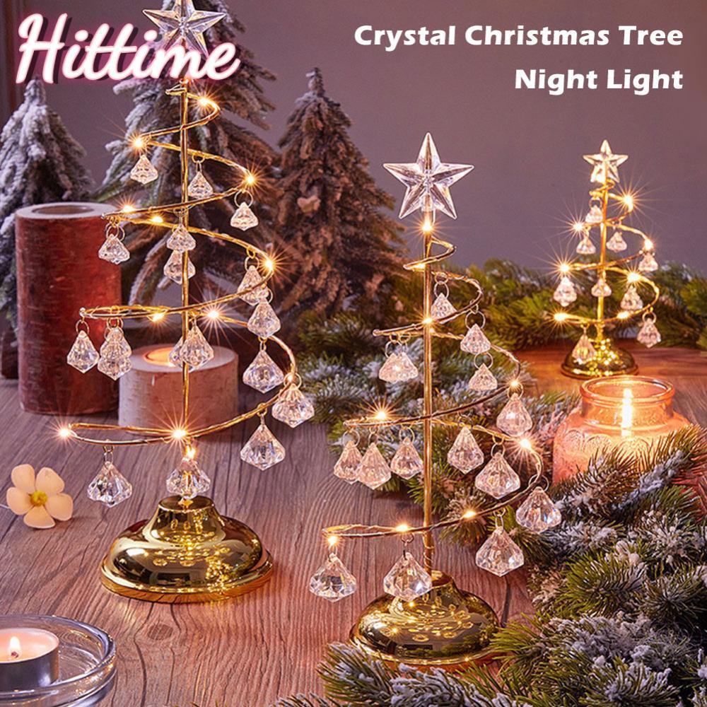 HITTIME ต้นคริสต์มาสคริสตัล NIGHT LIGHT ของขวัญ Christmas ตกแต่งโต๊ะห้องนอนและห้องนั่งเล่น D8M9
