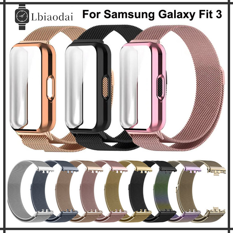 TPU กรณี Milanese Loop สายรัดแม่เหล็ก for Samsung Galaxy Fit 3 ฝาป้องกันหน้าจออ่อนด้วยอุปกรณ์เสริมวงโลหะสแตนเลส