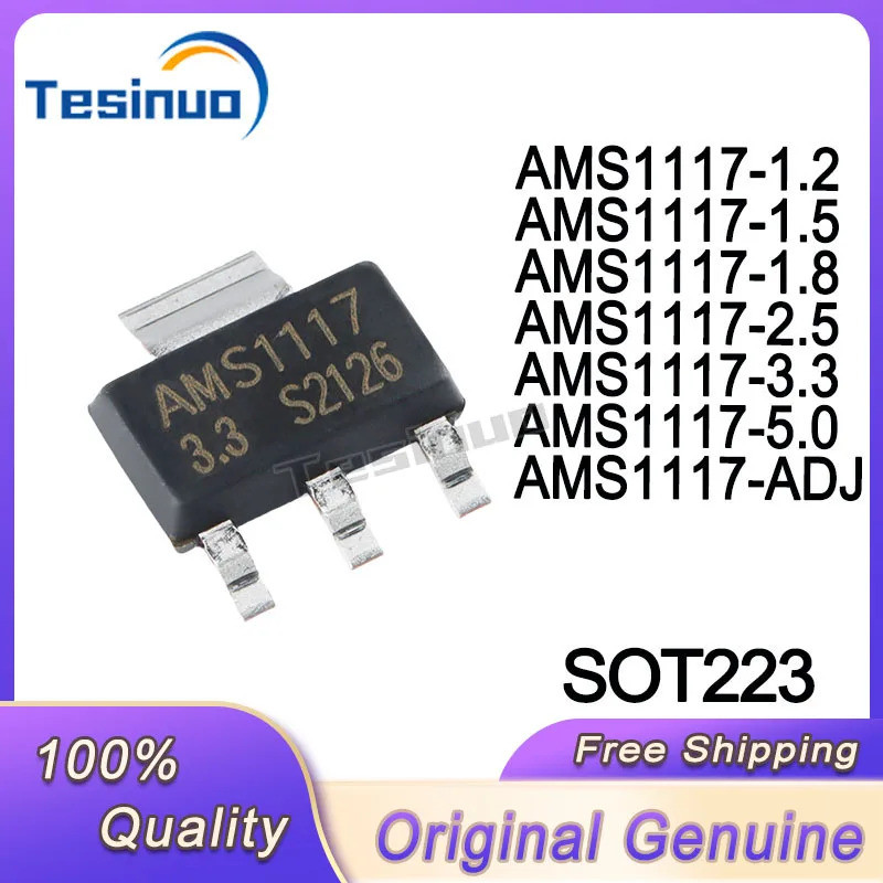 5PCS AMS1117 3V3 AMS1117-1.2 AMS1117-1.5 AMS1117-1.8 AMS1117-2.5 AMS1117-3.3 AMS1117-5.0 AMS1117-ADJ