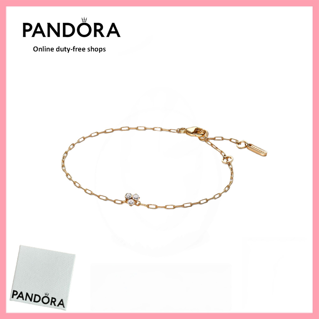 [Duty Free] 100% ล่าสุด S925 เครื่องประดับเงินแท้ Era Bezel Lab-Grown Diamond Cluster Paperclip Chai