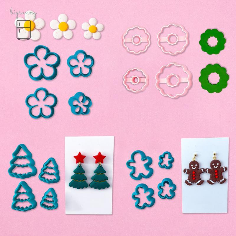 🎅เมอร์รี่คริสต์มาส🎄[BRN] พวงหรีดต้นคริสต์มาสเครื่องตัดดินโพลิเมอร์ต่างหูสร้อยคอจี้ดินอ่อนแม่พิมพ์ DI