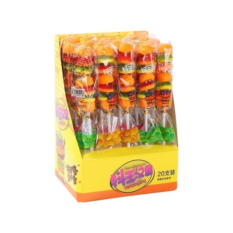 สินค้าใหม่ Tik King Burger Gummy Burger Candy String Box Burger Candy Gummy Candy ของว่างทั้งกล่อง20