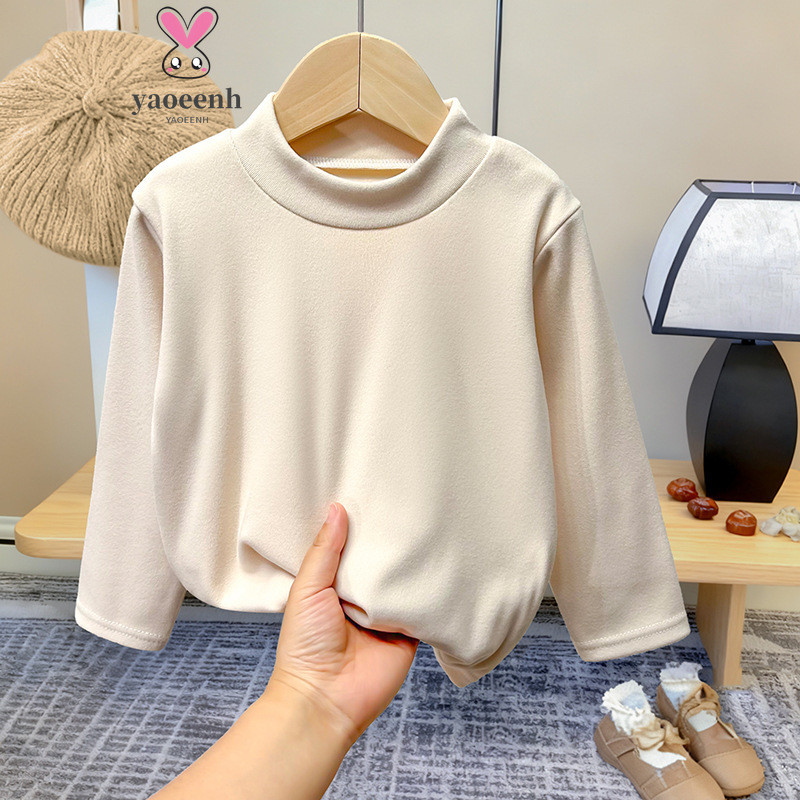 【YAOEENH】เสื้อกันหนาวแขนยาวสำหรับเด็ก ไซส์ 80-150 ซม. สีทึบ ออกแบบมาให้อบอุ่นในหน้าฝนและหน้าหนาว