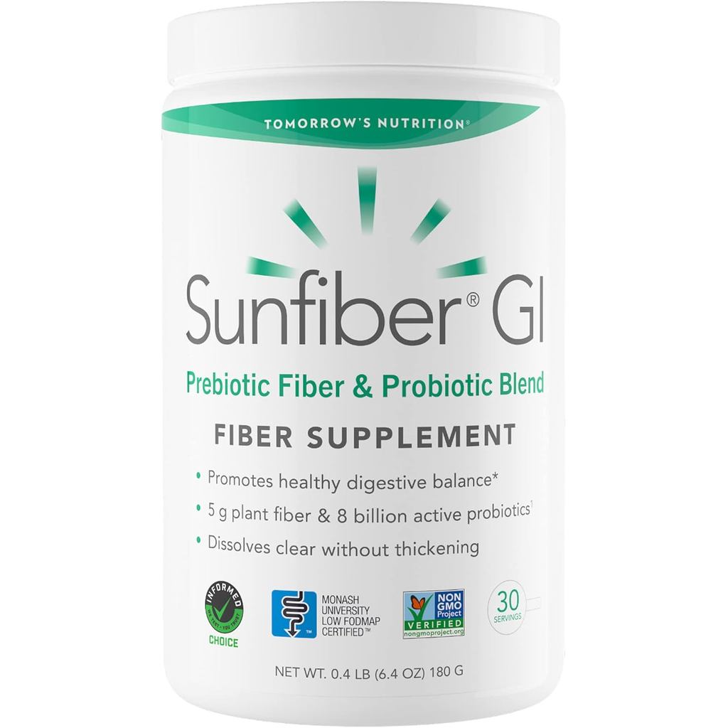 Tomorrows Nutrition Sunfiber GI, Prebiotic Fiber & Probiotics, 5g Prebiotic Fiber & 8 Billion Probio