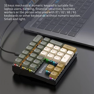 Apayado K33 แป้นพิมพ์ตัวเลขขนาดเล็ก 33 คีย์ เพลากลไกสีน้ําเงิน RGB PBT Keycaps สําหรับ Treasury/การบัญชี/การเงิน