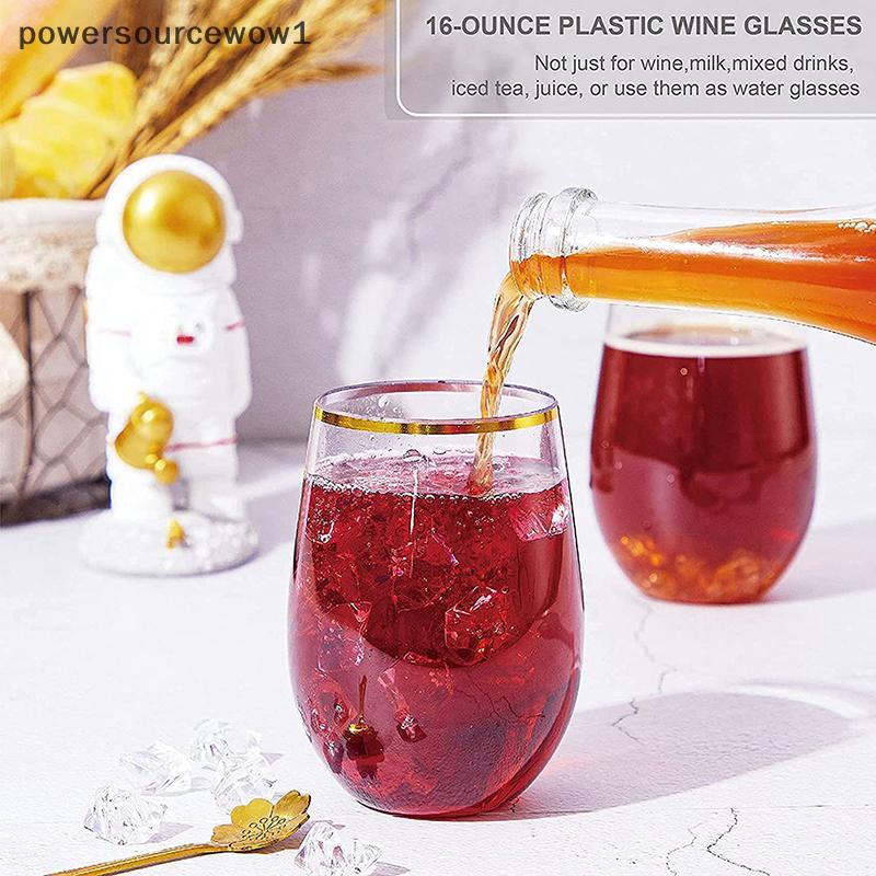 WOW 360ml แก้วไวน์พลาสติกกันกระแทก Unbreakable PET ไวน์แดง Tumbler แก้วถ้วยนํากลับมาใช้ใหม่ผลไม้โปร่