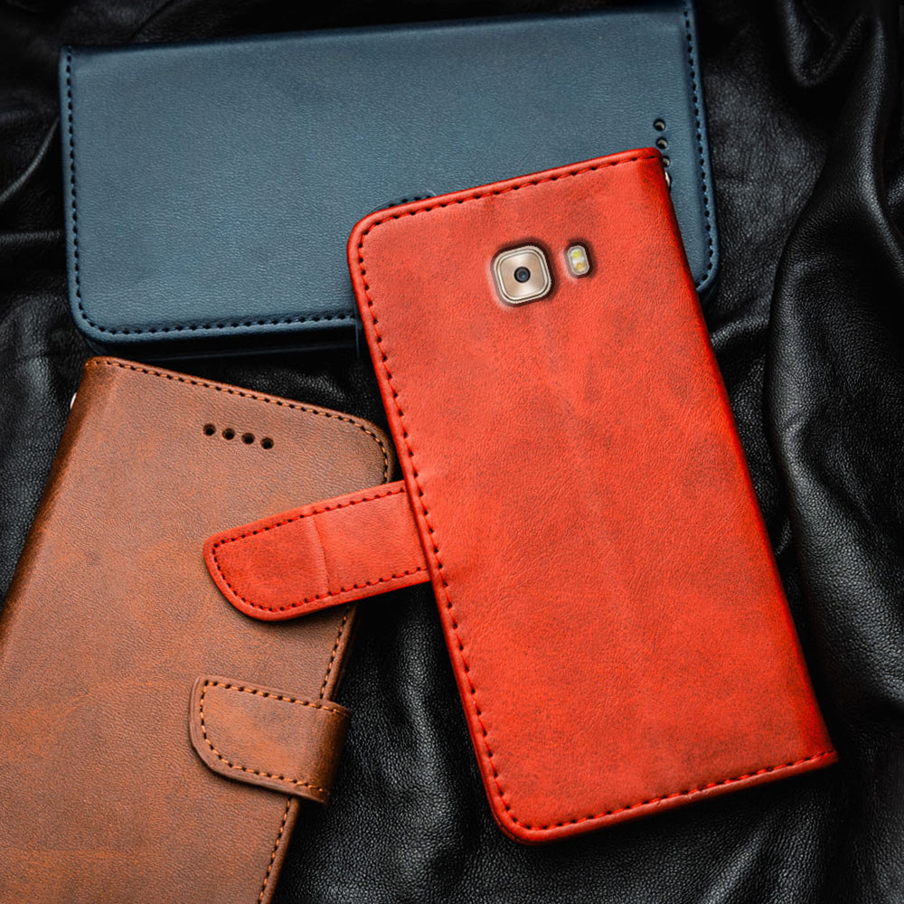 Samsung Galaxy C7 Pro SM-C7010 C701F C7018 พรีเมี่ยมหรูหราหนัง Flip-Top เคสโทรศัพท์กระเป๋าสตางค์ในตั