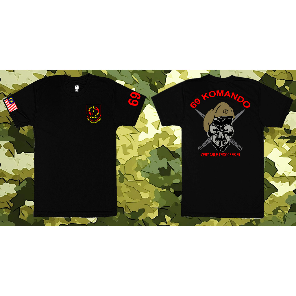 69 Komando Military Skull เสื้อยืด 100% 棉 Unisex S-5XL แฟชั่นมาเลเซีย Armed Forces Casual