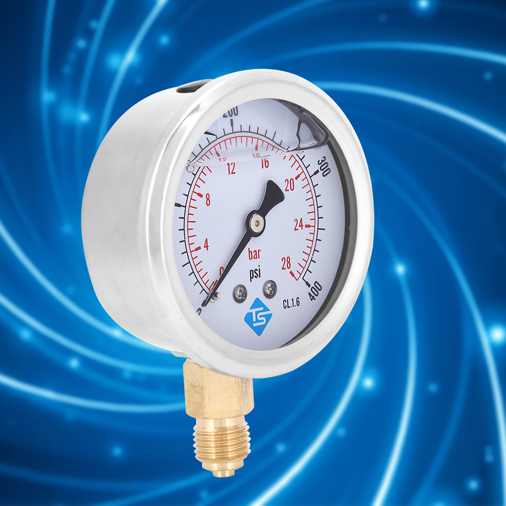 enjoyout-TH TSPGG60428bar 1/4BSP Y60 Radial Oil Filled Pressure Manometer เครื่องจักร