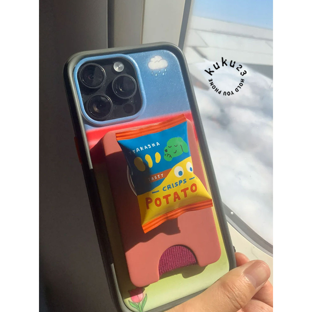 magsafe stand griptok magsafe KK23-Takasha Inflatable Potato Chips Phone Holder 2024 สไตล์ใหม่ถุงลมน