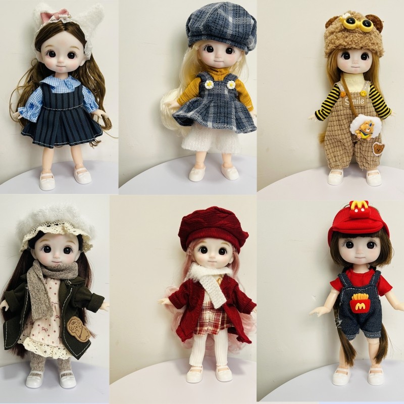 ใหม่ตุ๊กตาBJD 16 ซม.สําหรับเด็กมินิน่ารักแสดงออกและเสื้อผ้า 13 ข้อต่อBjd DIYของเล่น