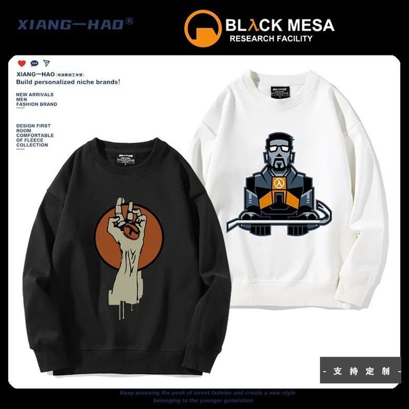 Half-Life Half Life Game สินค้าสองมิติรอบคอเสื้อกันหนาวหลวมแขนยาวผู้ชายผู้หญิงแจ็คเก็ต