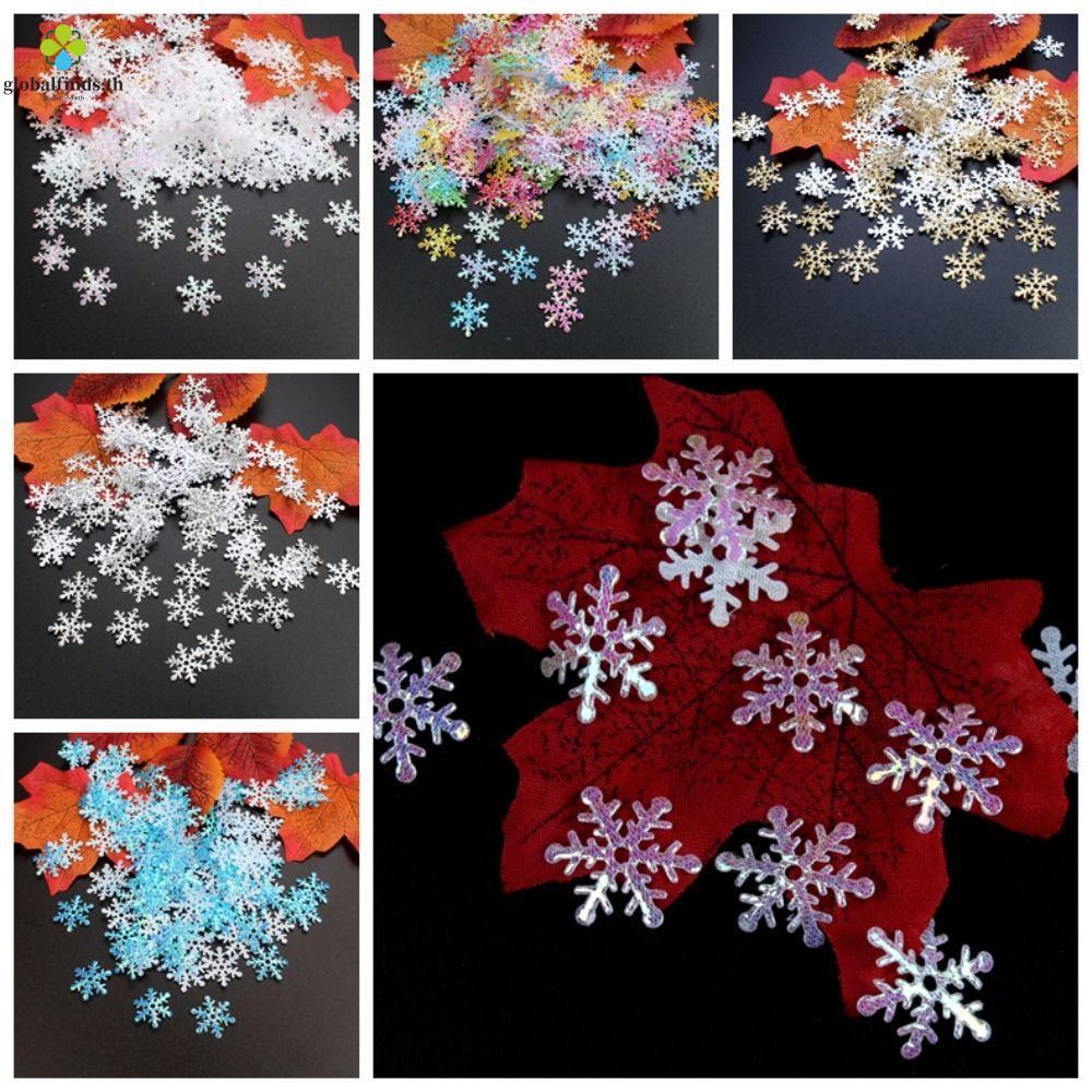 LFINDS เกล็ดหิมะประดิษฐ์,หลายสี แวววาว เกล็ดหิมะคริสต์มาส ลูกปา, เครื่องประดับคริสต์มาส 1.5 ซม./2 ซม./3 ซม. ทําเอง เกล็ดหิมะเลื่อมคริสต์ม